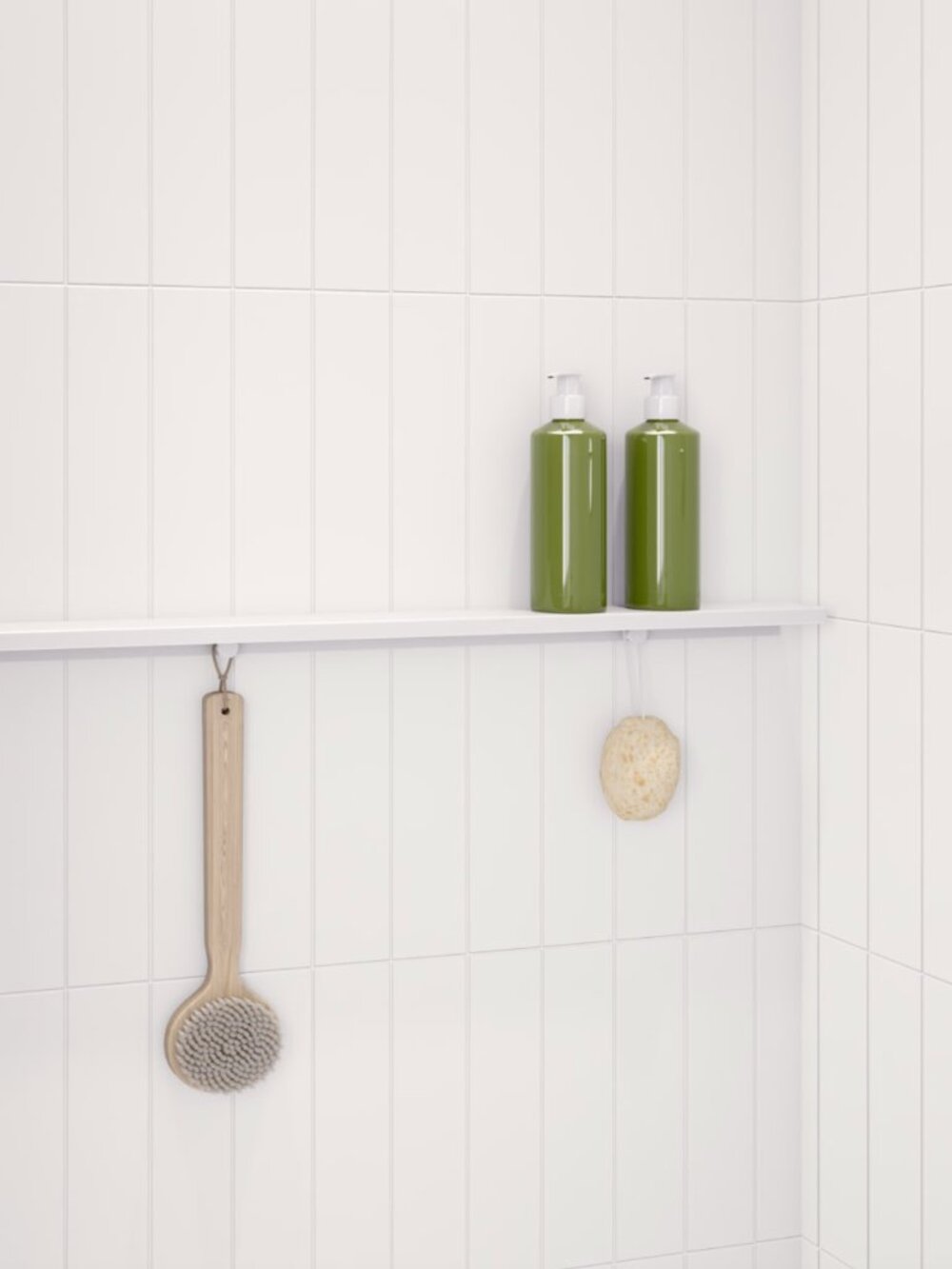White floating shower shelf